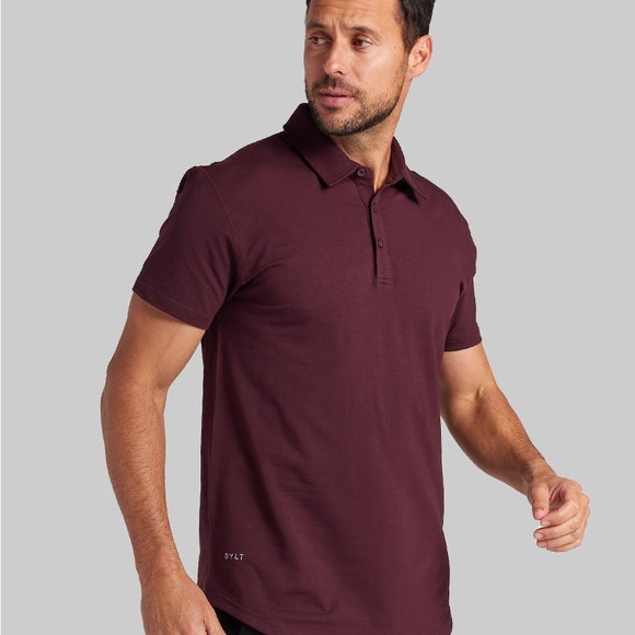 BYLT Basics | Drop Cut Lux Polo Shirt XL Red Burgundy Short Sleeve - Picture 3 of 10